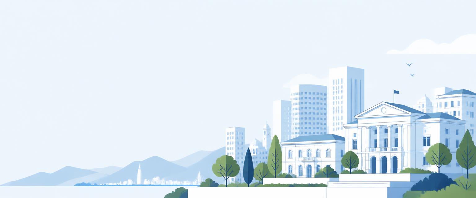 Ilustración de edificios públicos y entorno empresarial
